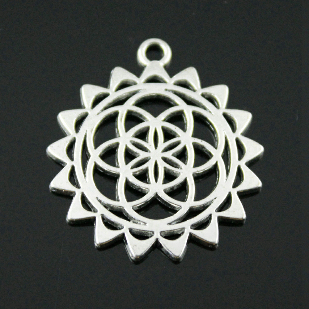 Ethnic Fashion Design - Boho Yuvarlak Yaşam Çiçek Charms Kolye