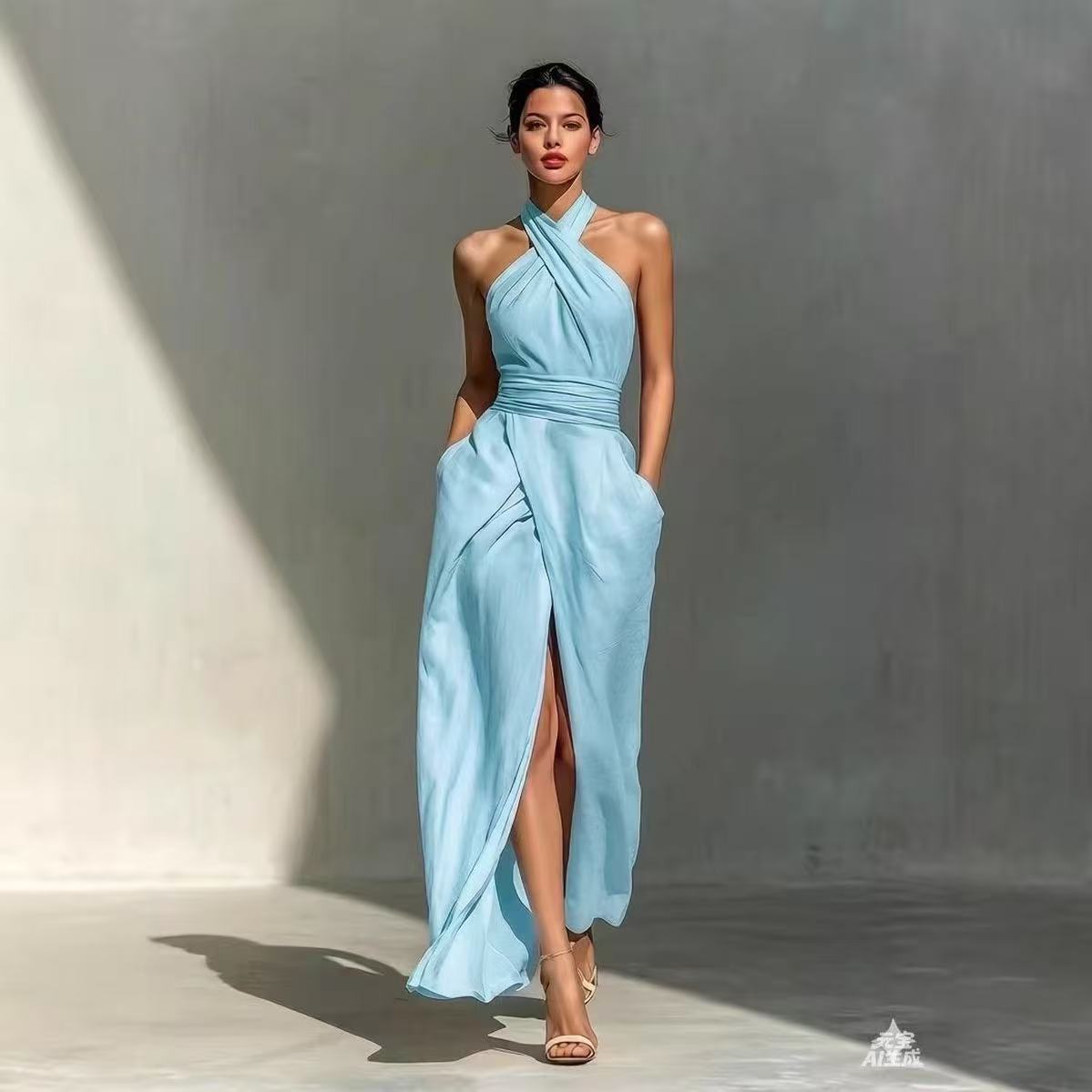 Ethnic Fashion Design - Şık, Düz Renkli, Önü Yırtmaçlı, Bohem
