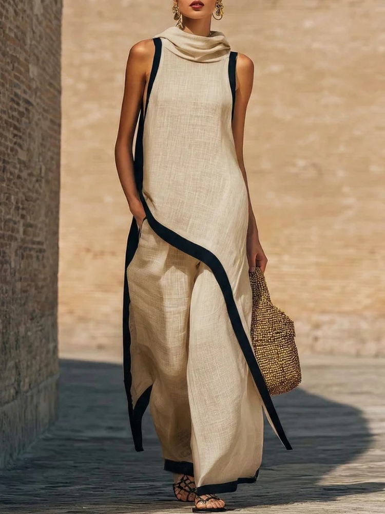 Kadın keten kontrast renkli ko - Ethnic Fashion Design incelemesi ve fiyatı